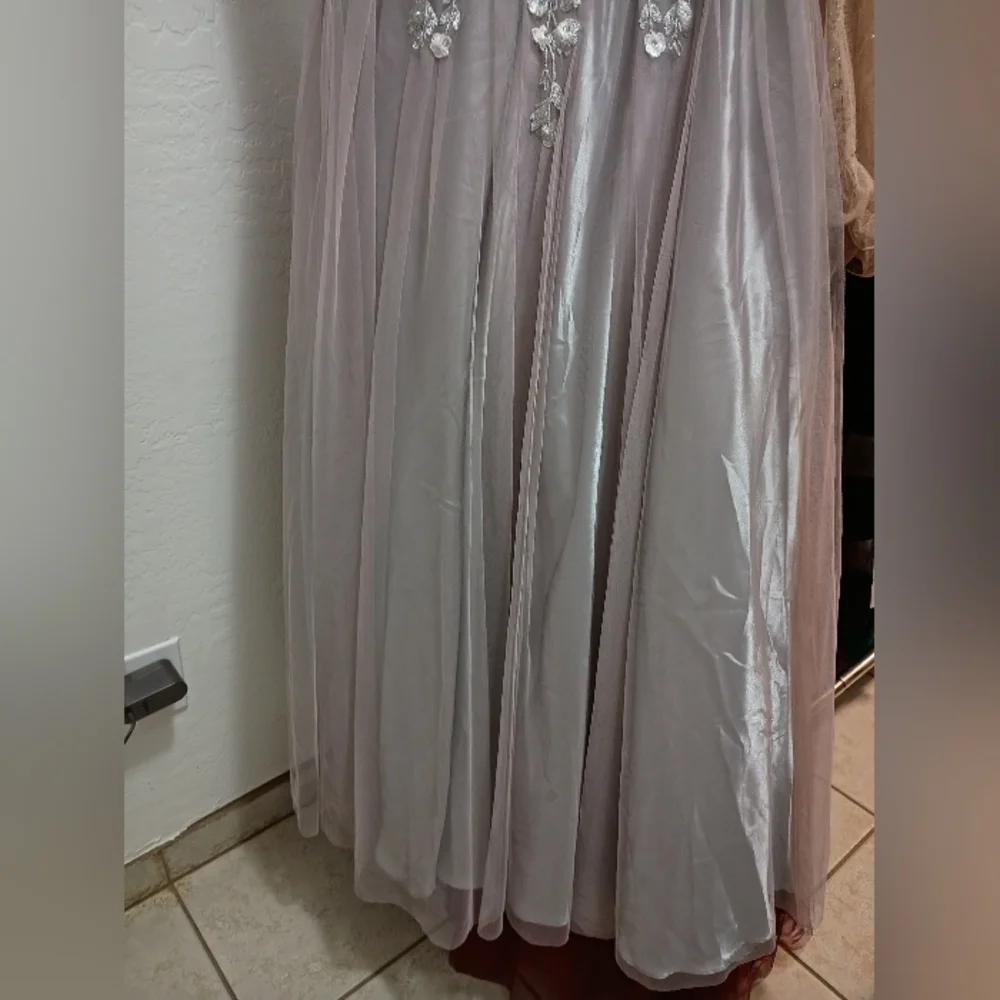 Blondie Nites dusky lavender Strapless  Embellished lace & Chiffon Gown Size 5